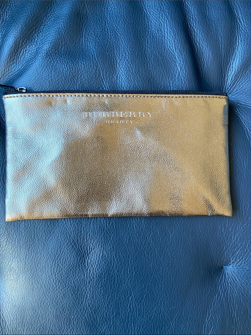 Burberry Gold Metallic Leather Beauty Pouch
